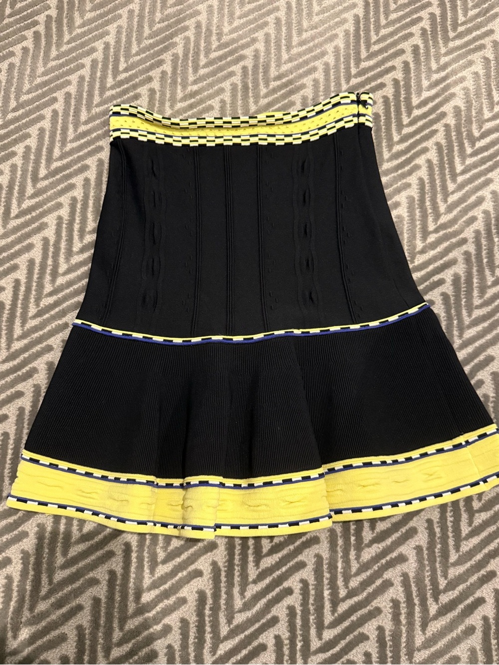 Sandro Black Mini Skirt with Yellow Trim - Picture 3 of 6